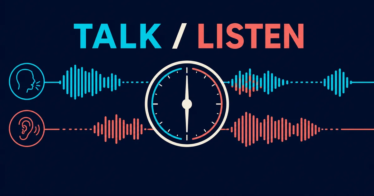 Seller and buyer waveforms meeting at a balanced talk-to-listen dial.
